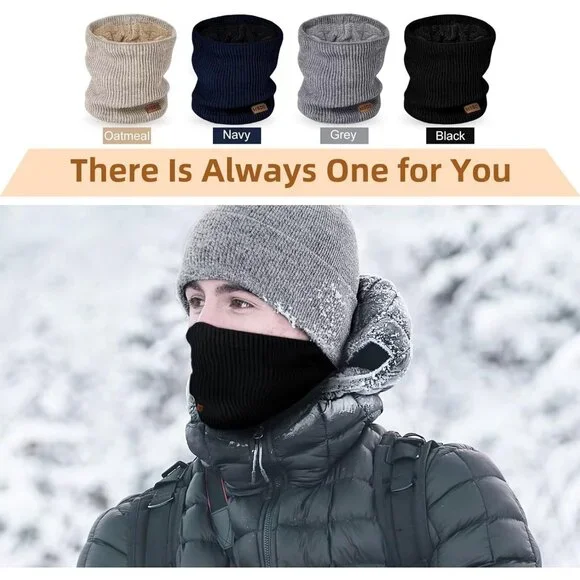 Men Warmer Black,dark Ggrey,yellow3-Pack Neck Thermal Fleece Cold Weather